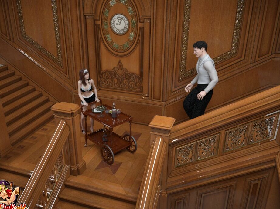 20P Animated tranny maid gives a BJ before riding a dong in a villa