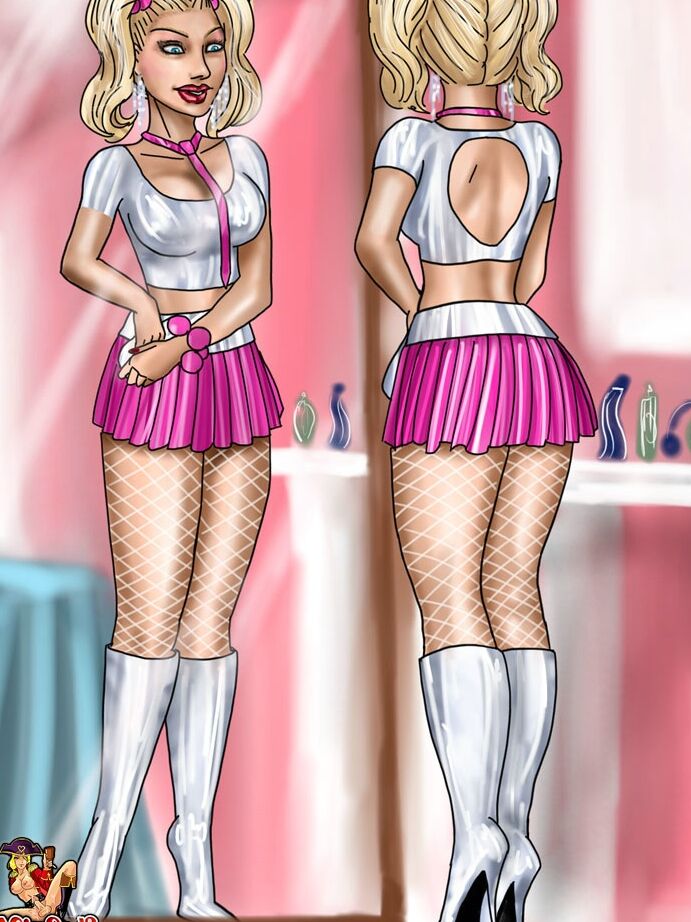 12P Loira travesti de desenho animado em meia arrastão sexy pega sua garganta