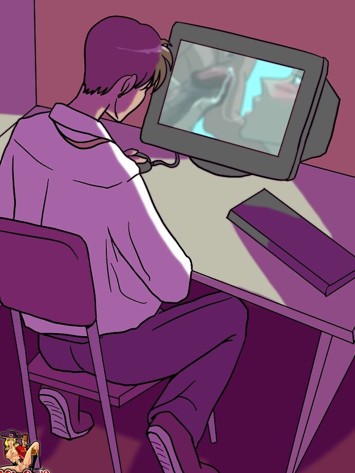 12P Animated guy jerks off before getting fucked by his orange haired tranny GF