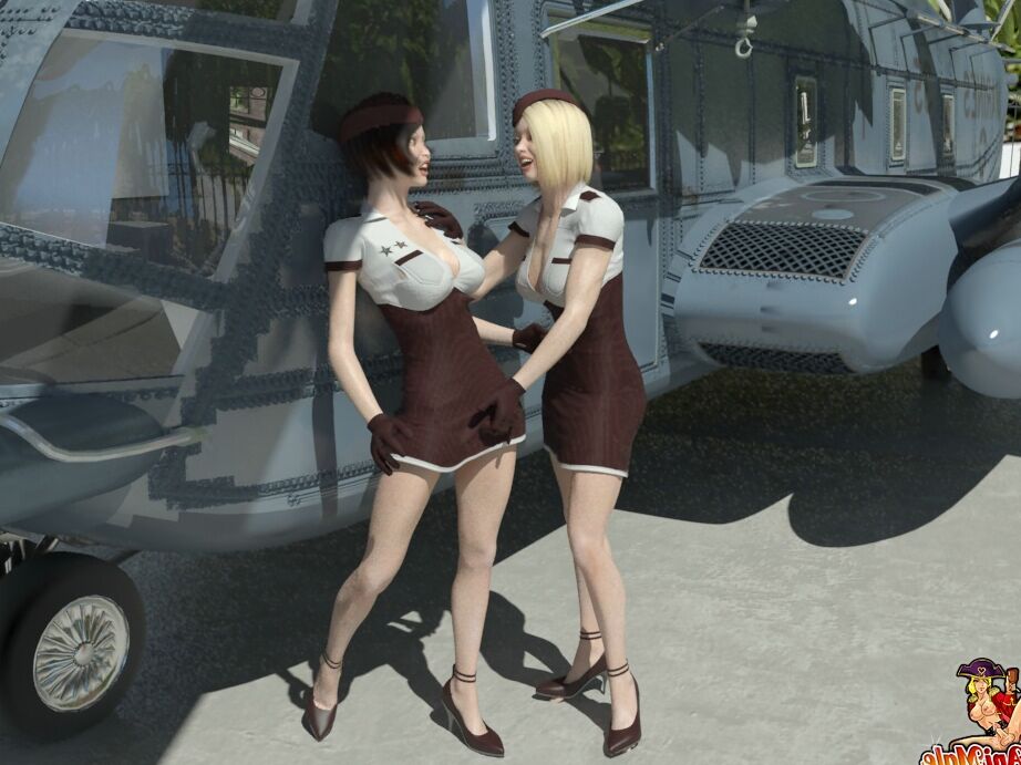 20P Animierte Transen-Armee-Babes ficken in einem Hubschrauber vor den Augen des Piloten