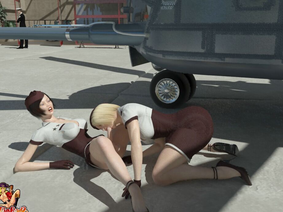 20P Animierte Transen-Armee-Babes ficken in einem Hubschrauber vor den Augen des Piloten