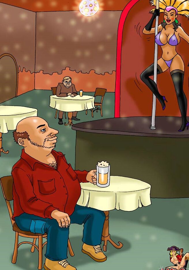 12P Animated tranny stripper lets out her huge boobs and fucks an old guy
