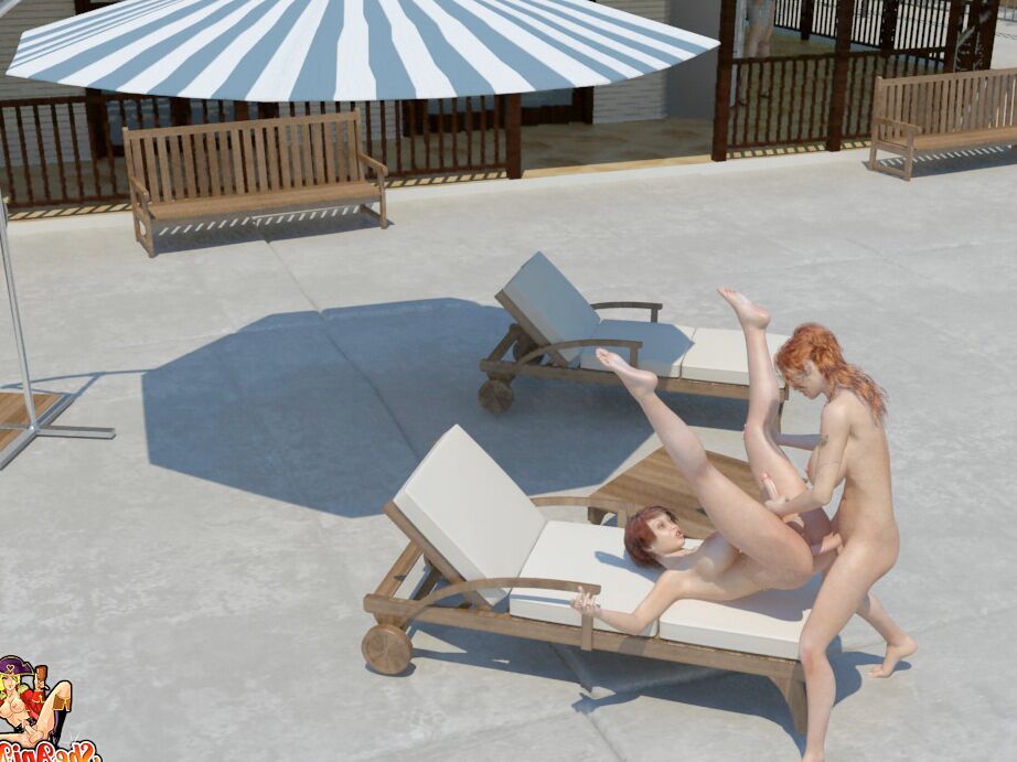 19P Animated shemales with huge breasts fuck each other poolside on a sunny day