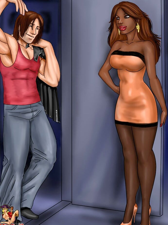 12P Cartoon-Transe aus Ebenholz mit riesigen Brüsten fickt eine gefesselte Sexsklavin