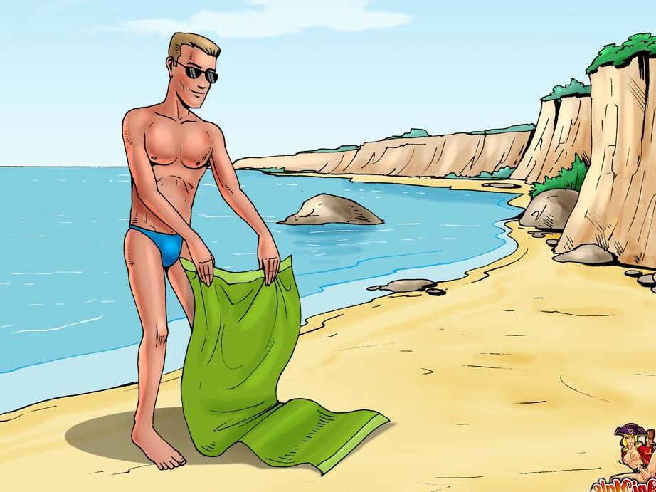 12P Cartoon travesti com grandes juggs fode seu namorado loiro na praia