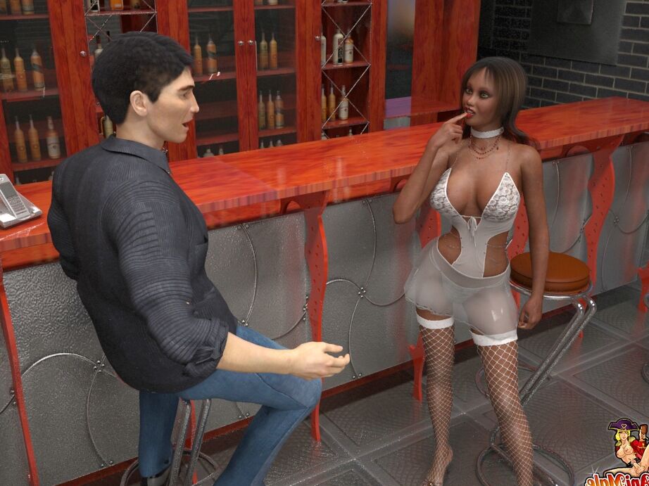 21P Animated black transsexuals with big tits fuck a white guy in a car workshop