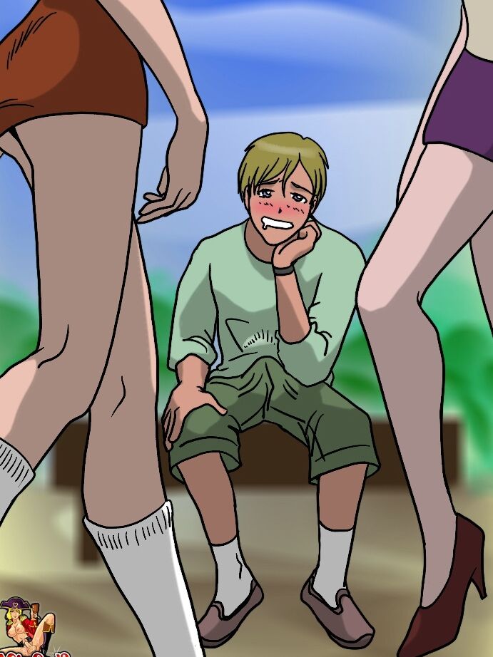 12P Cartoon travesti e seu namorado transam com um cara loiro e gozam na cara dele