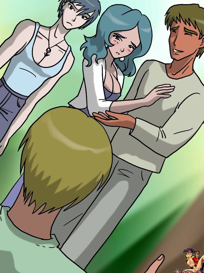 12P Cartoon travesti e seu namorado transam com um cara loiro e gozam na cara dele