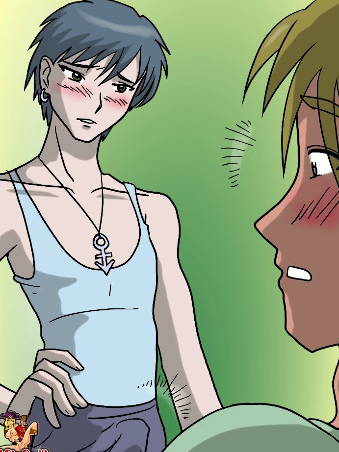 12P Cartoon travesti e seu namorado transam com um cara loiro e gozam na cara dele