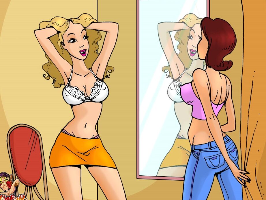 12P Cartoon transsexuals strip and fuck each other in a dressing room