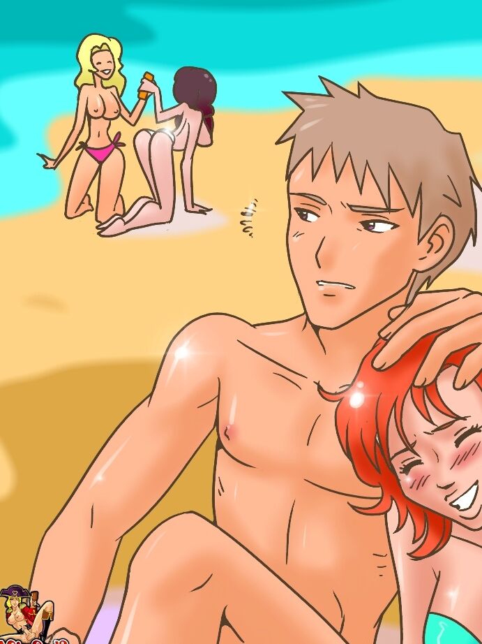 15P Horny animated transsexuals with big juggs fucking hot dude on the beach