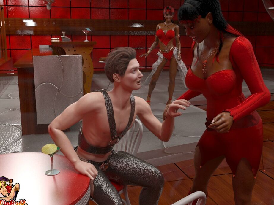 20P Guy gets picked up in the nightclub and fucked by two black shemeles