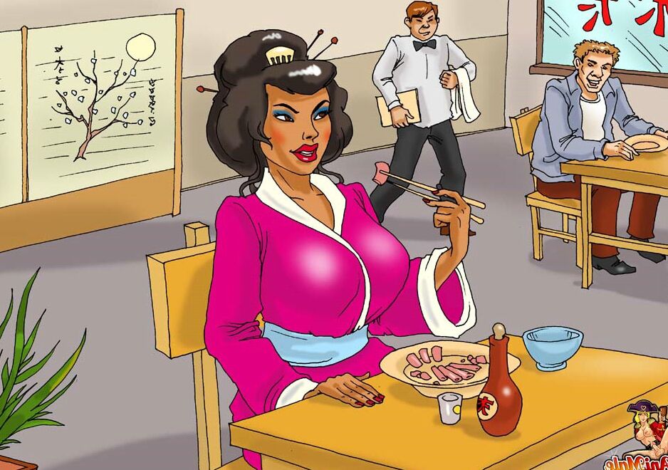 12P Propietaria de un restaurante transexual anime captura y se folla brutalmente a su guapo invitado