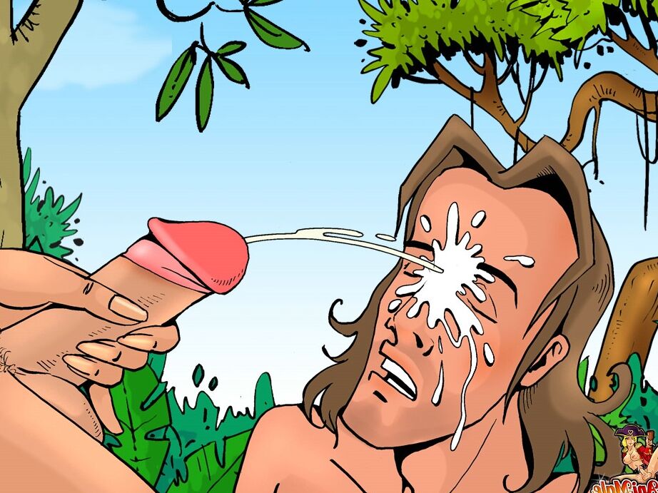 12P Cartoon shemale with big tits bangs a muscular caveman in the ass