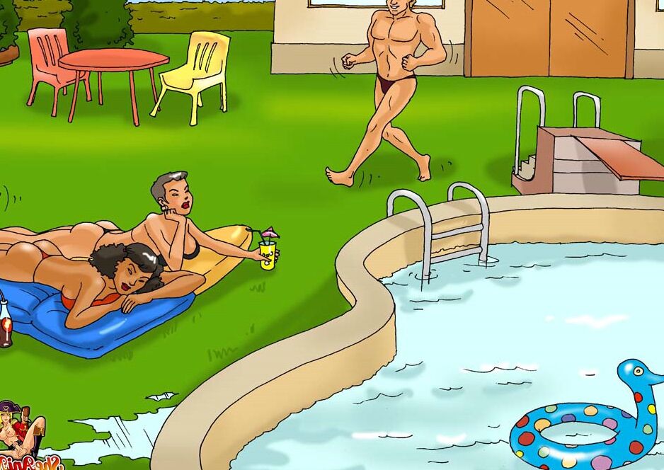 12P Buxom Anime Shemales vögeln einen muskulösen Kerl, bis er am Pool abspritzt