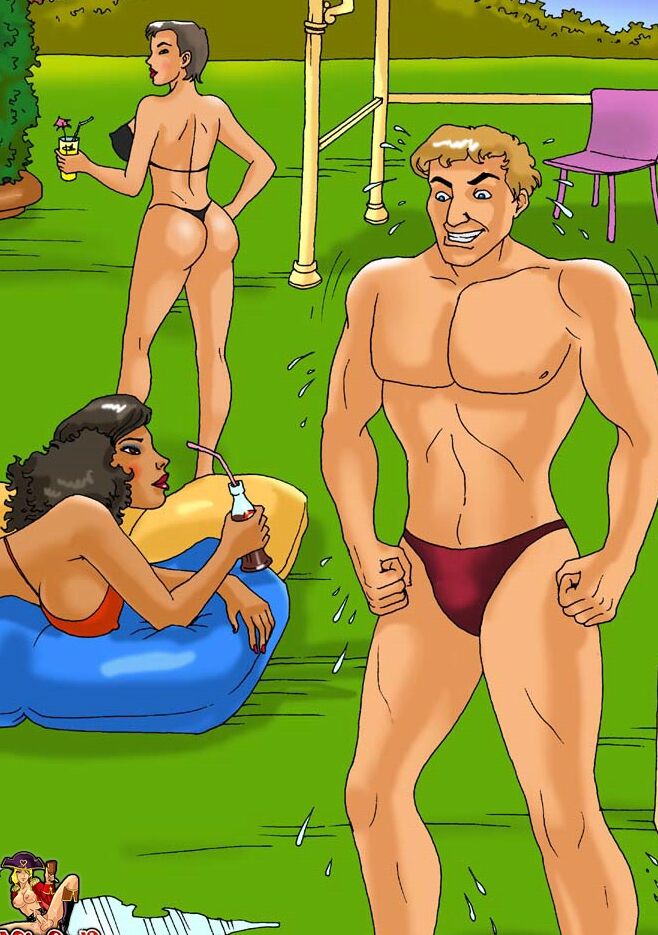 12P Buxom Anime Shemales vögeln einen muskulösen Kerl, bis er am Pool abspritzt