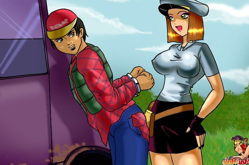 12P アニメ交通警官が彼女の巨大なニューハーフのチンポでスピード違反のスタッドを釘付けにする