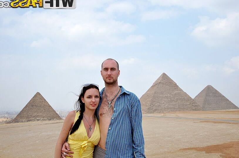 11P Sexy brunette Aurita grabs her nice ass during POV fucking by the Pyramids