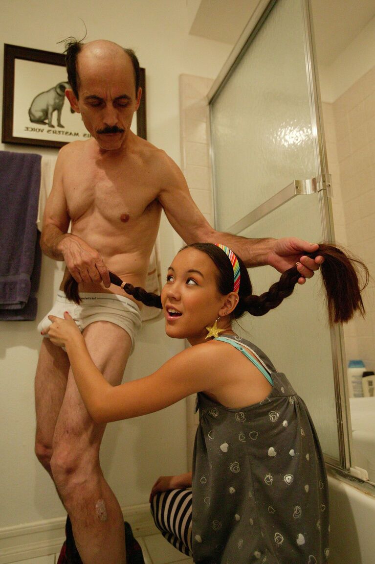 19P Petite Asian Amai Liu humping an older man with a long weiner in the bathroom