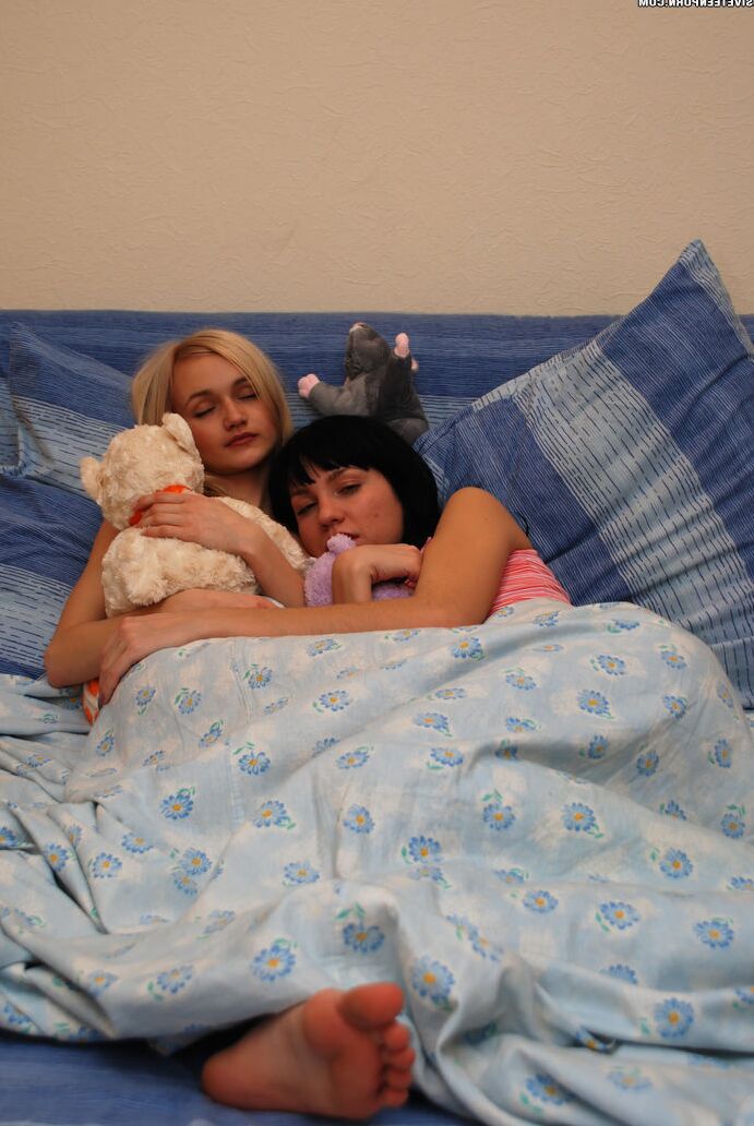 20P Young lesbians Julia & Angela hold each other after removing their clothes