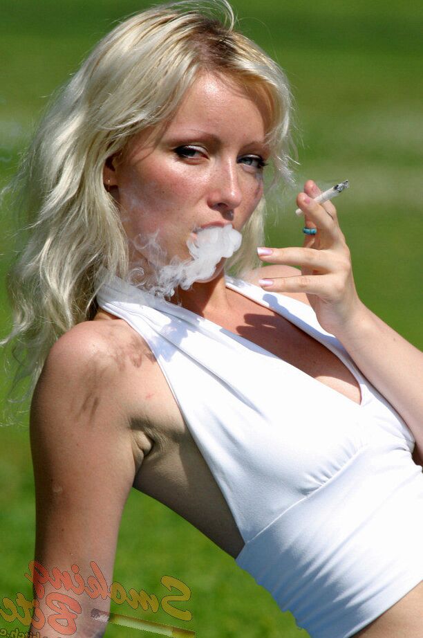 15P Smoking Bitch Blonde Public Non Nude Outdoor