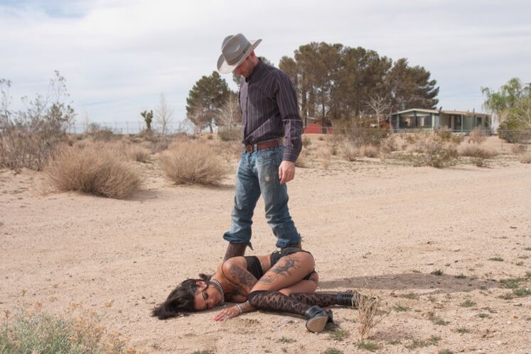15P Tattooed brunette is tied up for hardcore fucking after being subdued