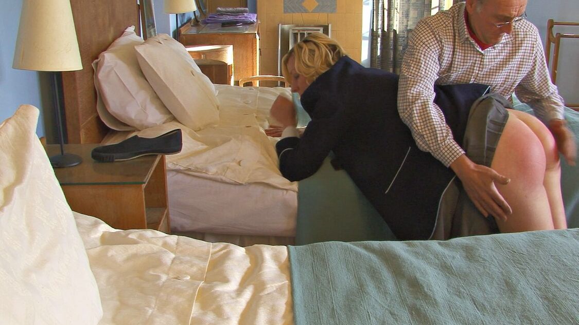 12P Spanking Online Louise thrashed & sent to school