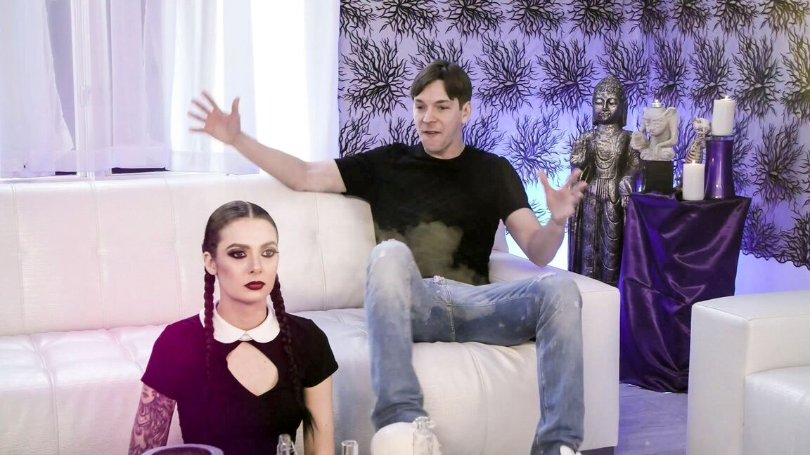15P Goth girl Marley Brinx bangs her stepbrother in crotchless fishnets
