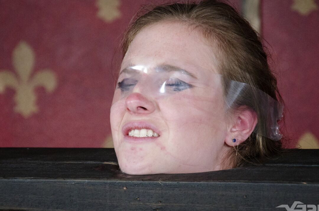 15P Restrained teen Abigail Dupree has her asshole stretched out in nipple clamps