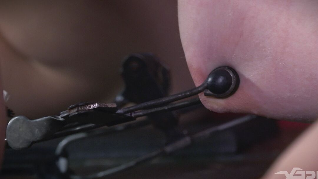 15P Restrained teen Abigail Dupree has her asshole stretched out in nipple clamps