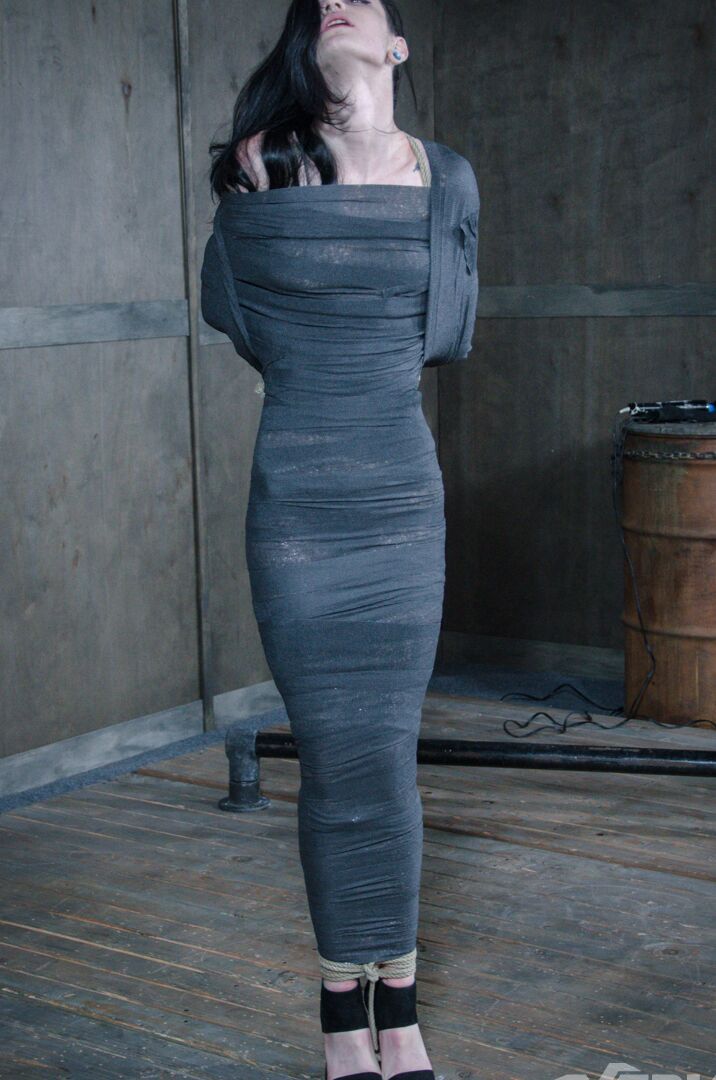 14P Slave Lydia Black wrapped in cellophane and bound for sexy lezdom domination