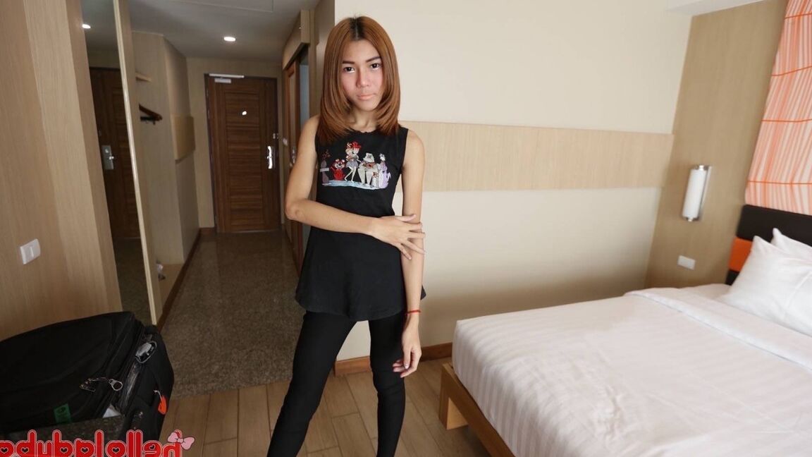 12P 19 year old shy Thai ladyboy gets naked and does a striptease