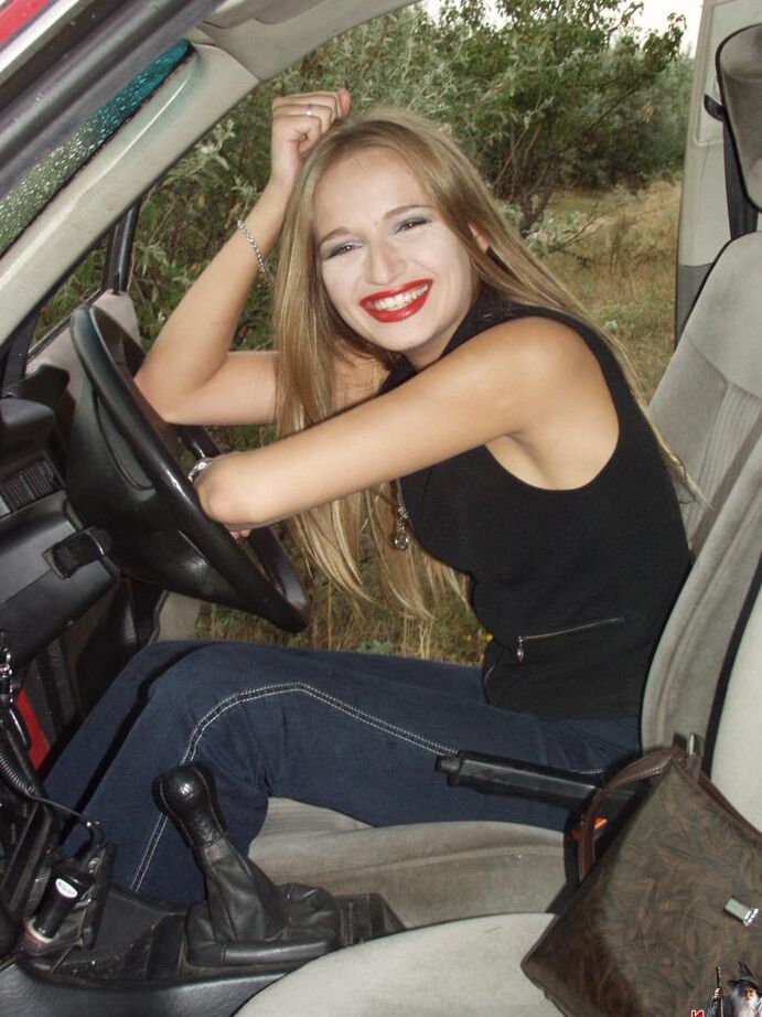 20P Thin teen with tiny titties makes her nude modelling debut in and out of a car
