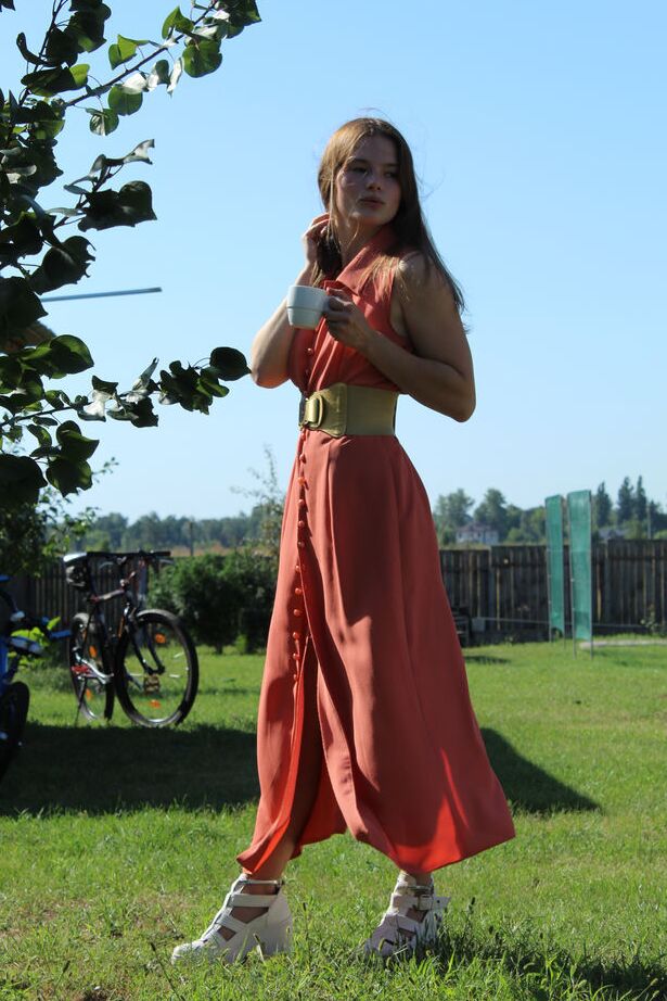 18P Teen model Harley gets totally naked in a yard in a tempting manner
