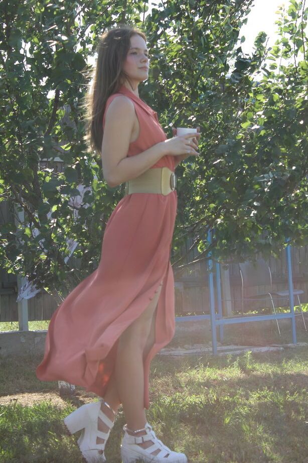 18P Teen model Harley gets totally naked in a yard in a tempting manner