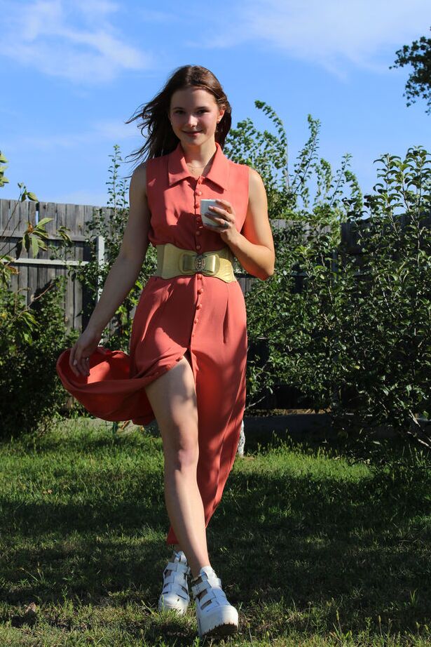 18P Teen model Harley gets totally naked in a yard in a tempting manner