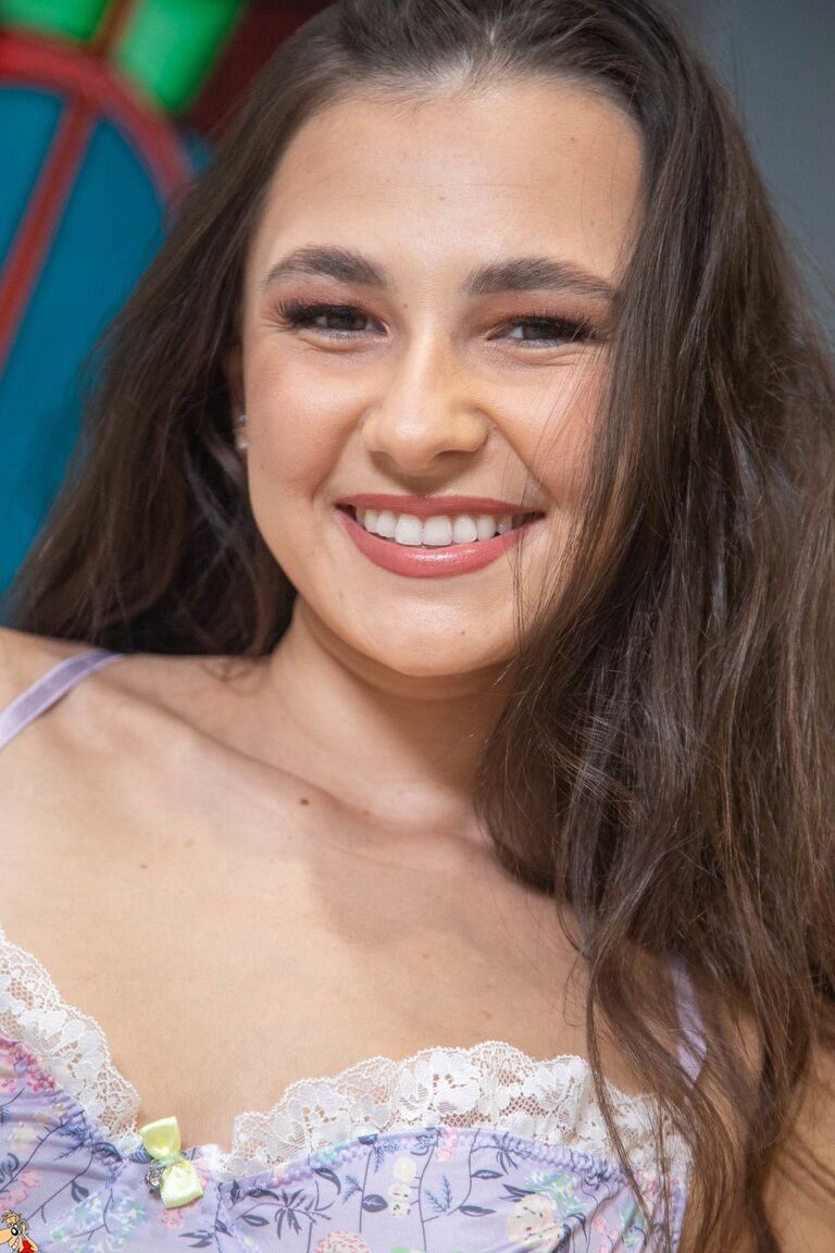 15P Sweet brunette takes a selfie before getting naked to suck cock