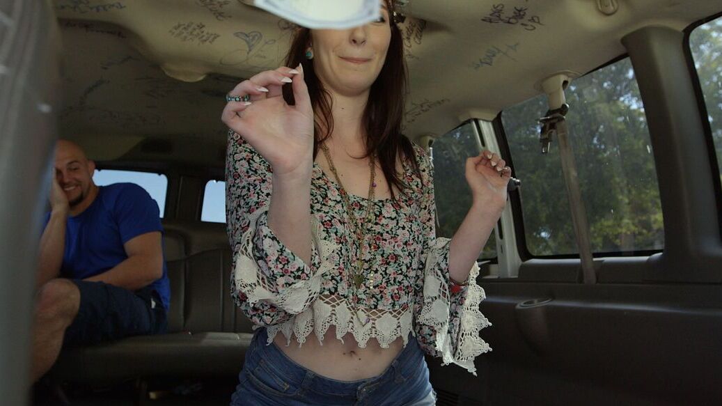 21P Sweet teen with brunette hair Lilith Addams gets banged in the back of a van