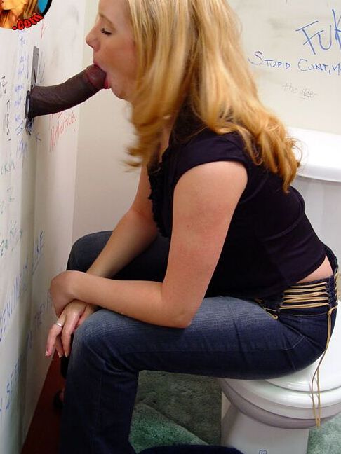 21P Blonde 39yo Fiona Cheeks tastes black dong through a gloryhole in the toilet