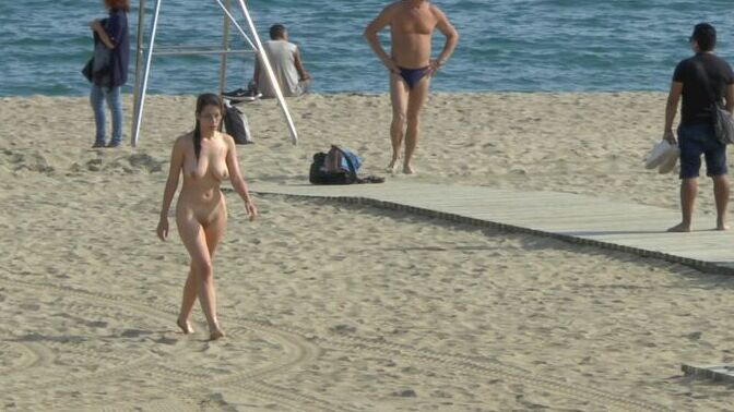 15P Female submissive endures being humiliated in public places