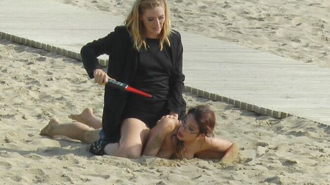 15P Female submissive endures being humiliated in public places
