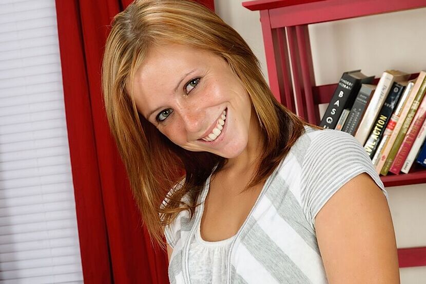 16P Smiley teenage cutie with pettite curves getting rid of her clothes