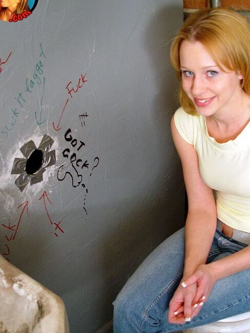 21P Naughty amateur slut Lexi Matthews sucks dick at a glorygole and goes topless