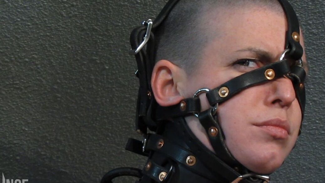 14P Submissive female Abigail Dupree displays her pierced pussy while in bondage
