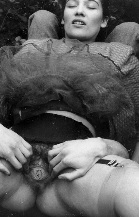 15P Reinas del porno vintage levantándose la falda para lucir su manguito peludo