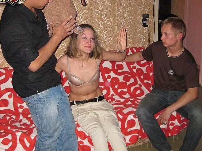 16P Young blonde is coerced into fucking another guy in front of her boyfriend