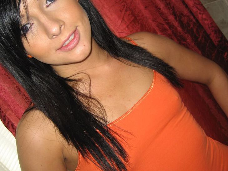 16P Dark haired ex-girlfriend Ashli Orion strips after upskirt panty flashing