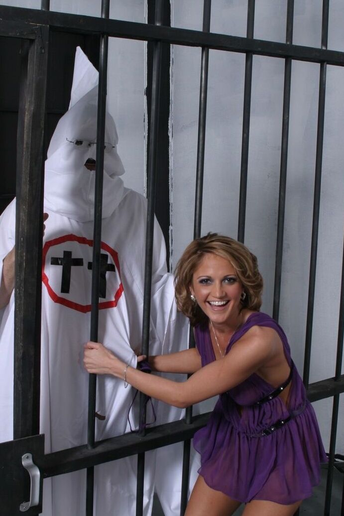 21P Hot blonde chick Spring Thomas cheats on KKK hubby with two huge black dicks