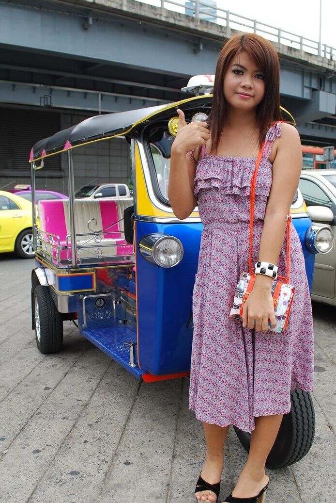 17P かわいい素人アジア人トゥクタが完全に服を着たまま屋外でポーズをとる