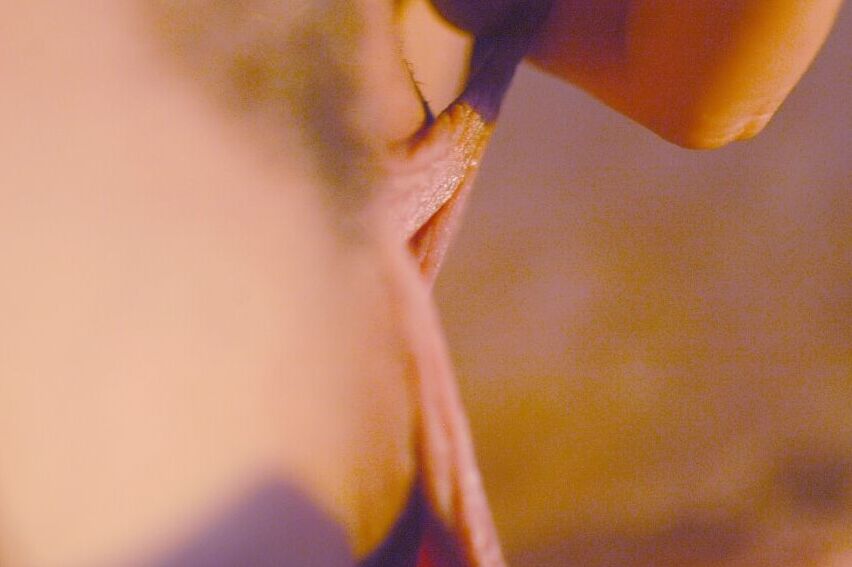 21P Pretty eyed Melia shows her clit close up before sticking a dildo in her muff